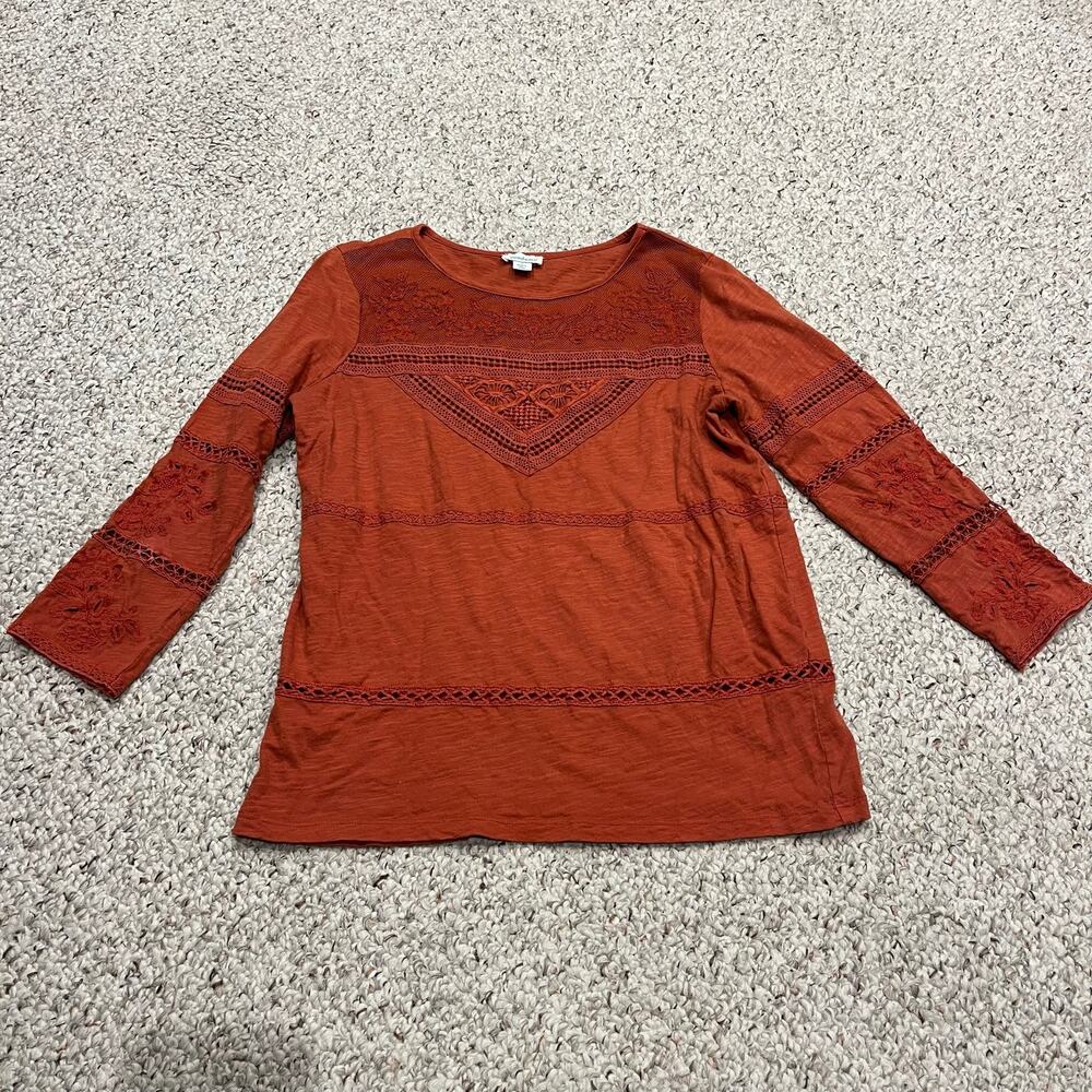 Sundance Crochet Lace Long Sleeve Top Sz S Boho Feminine Embroidered Romantic